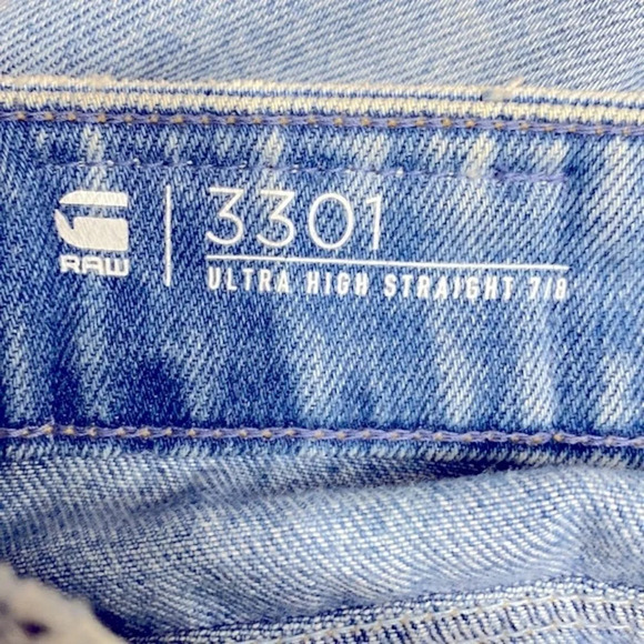 G-Star Restored Denim 3301 Ultra High Straight Leg Jeans Distressed Sz. 25 Waist - Picture 10 of 11